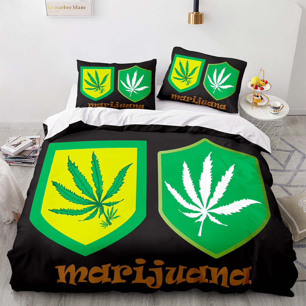 420 weed plant 3 Piece Bedding Sets Quilt Cover Without Filler