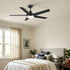 Ceiling Fan With Lights And Remote Control, Reversible DC Motor, 6 Speeds, 3 Cct Dimmable LED, Quiet Timer For Indoor - Black