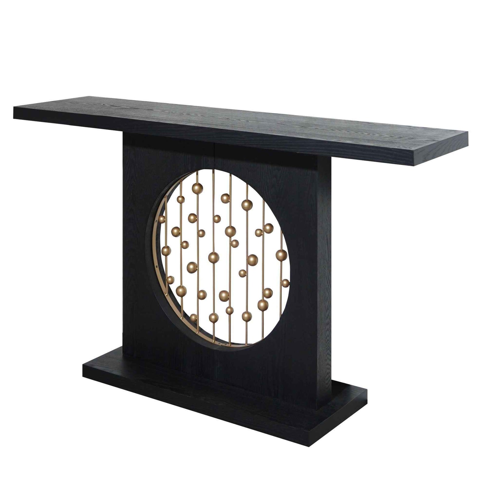 Console Table With Circular Art Decor For Living Room - Multi
