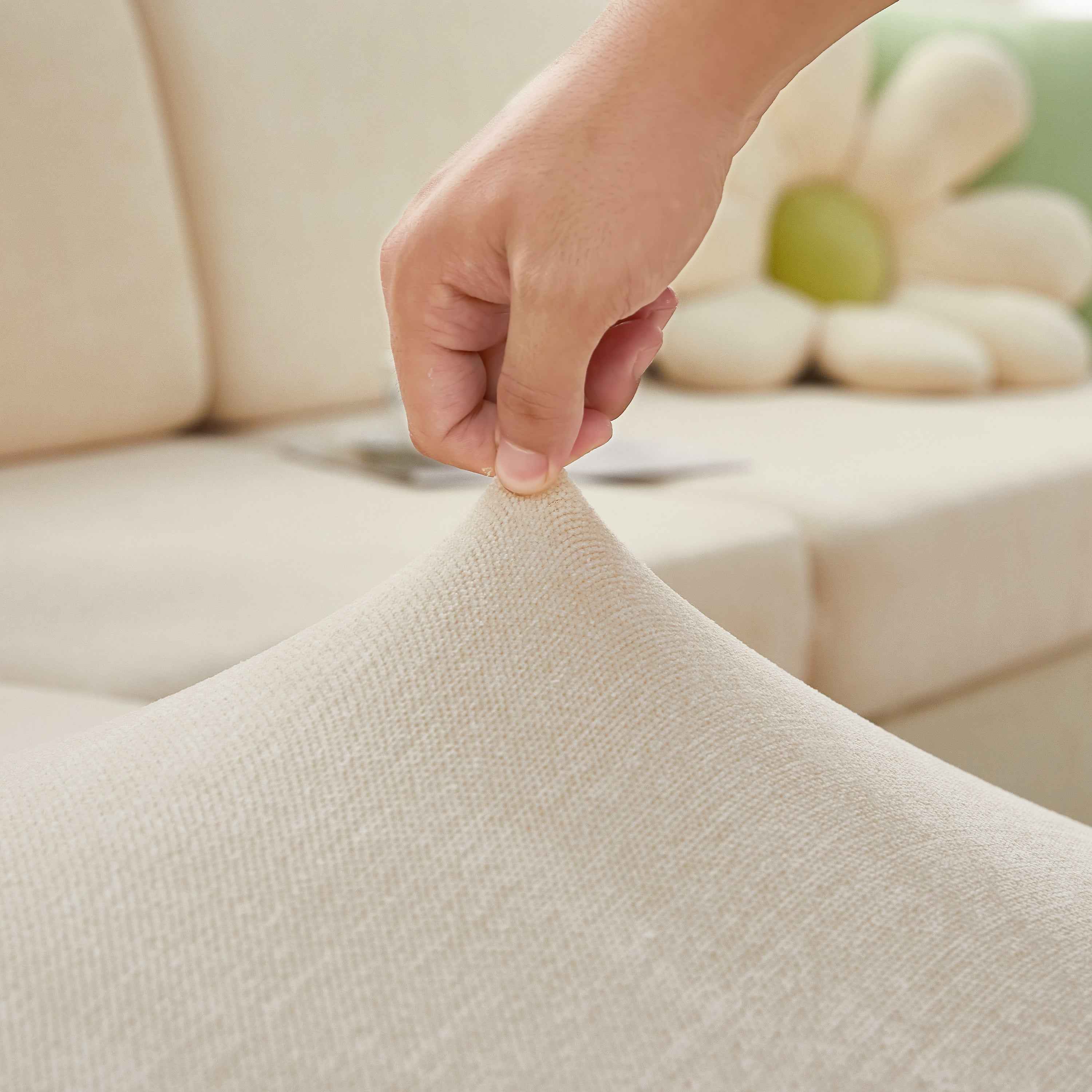 Chenille Cushion Covers for 1/2/3/4 Seater Sofas and L-shaped Couches, Furniture Covers for Pets