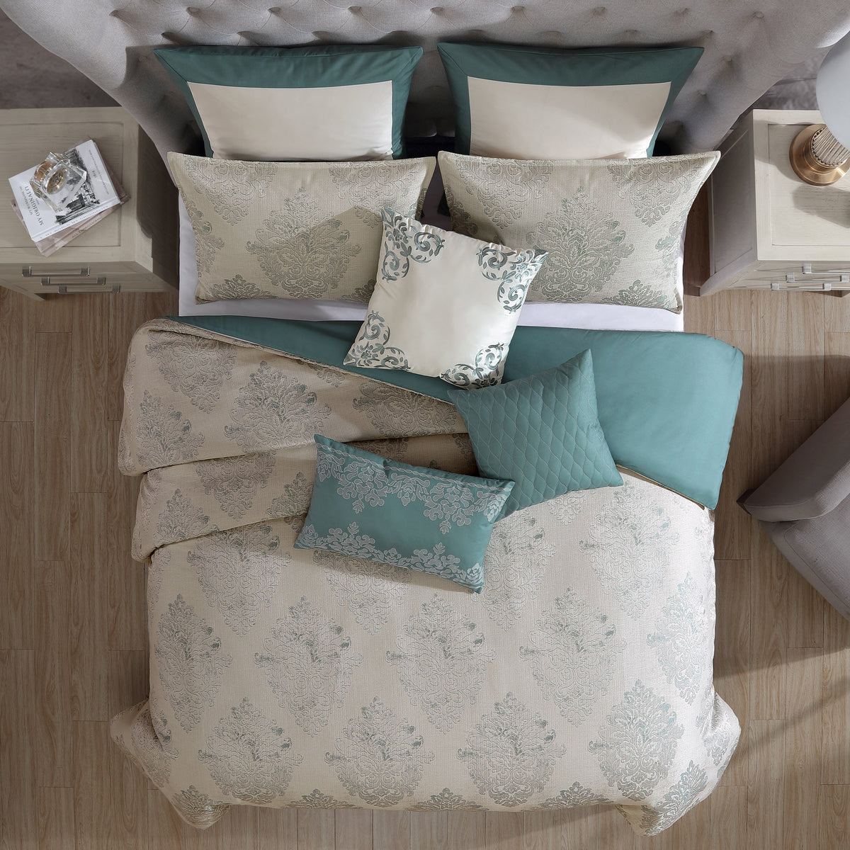 Marana 9 Pc Medallion Jacquard Comforter Set