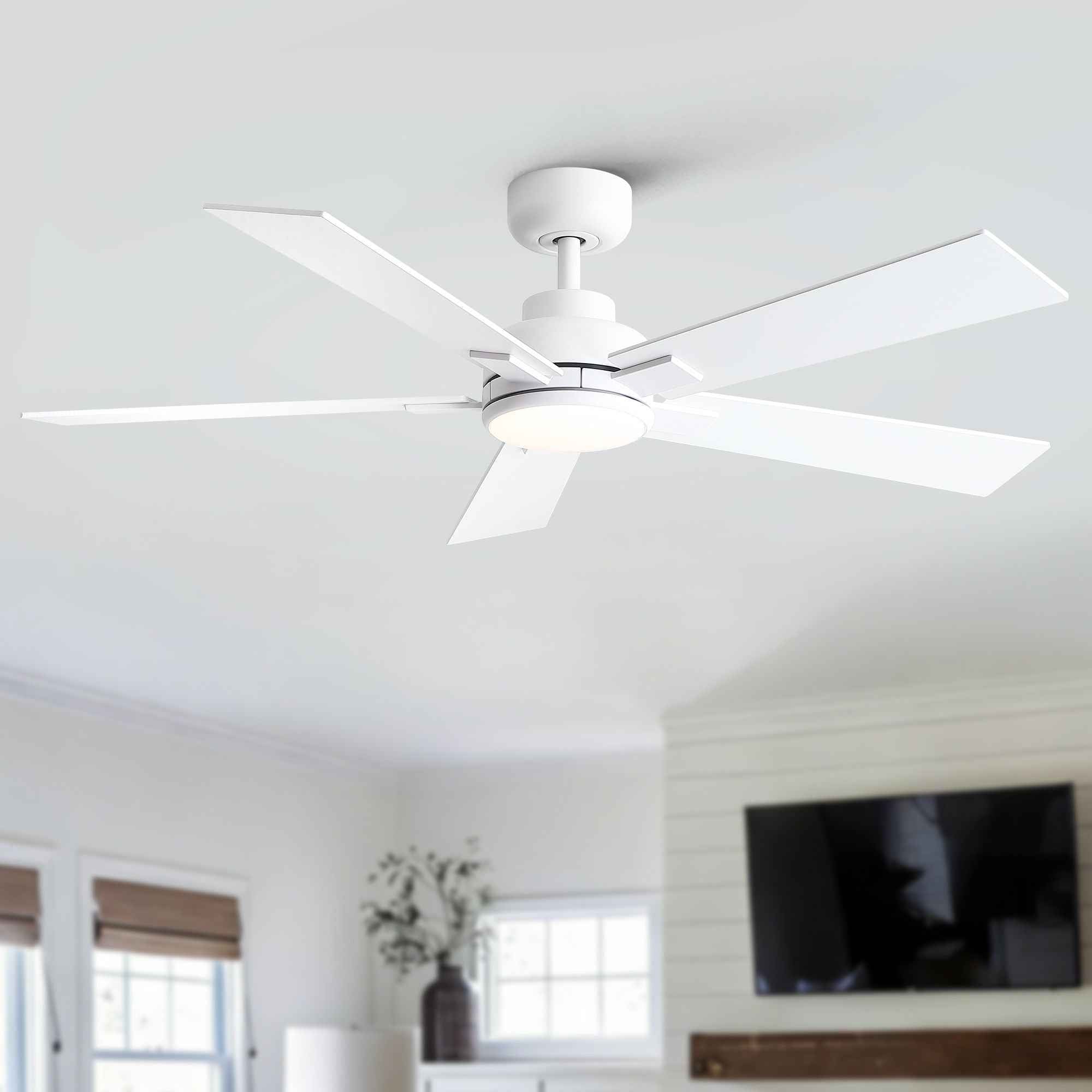 Reversible Motor Integrated LED Dimmable Ceiling Fan With Light