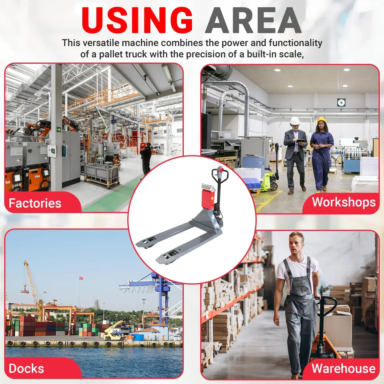 PT4400W 4400 lbs Electric Pallet Jack with Built-in Scale, 45