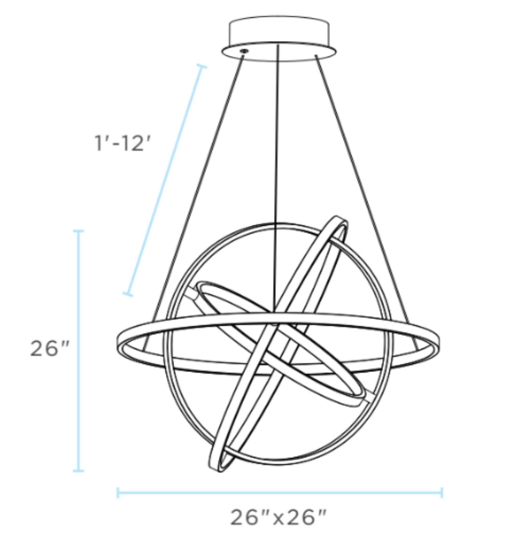 Oxford LED Adjustable Chandelier // Sandy Gold