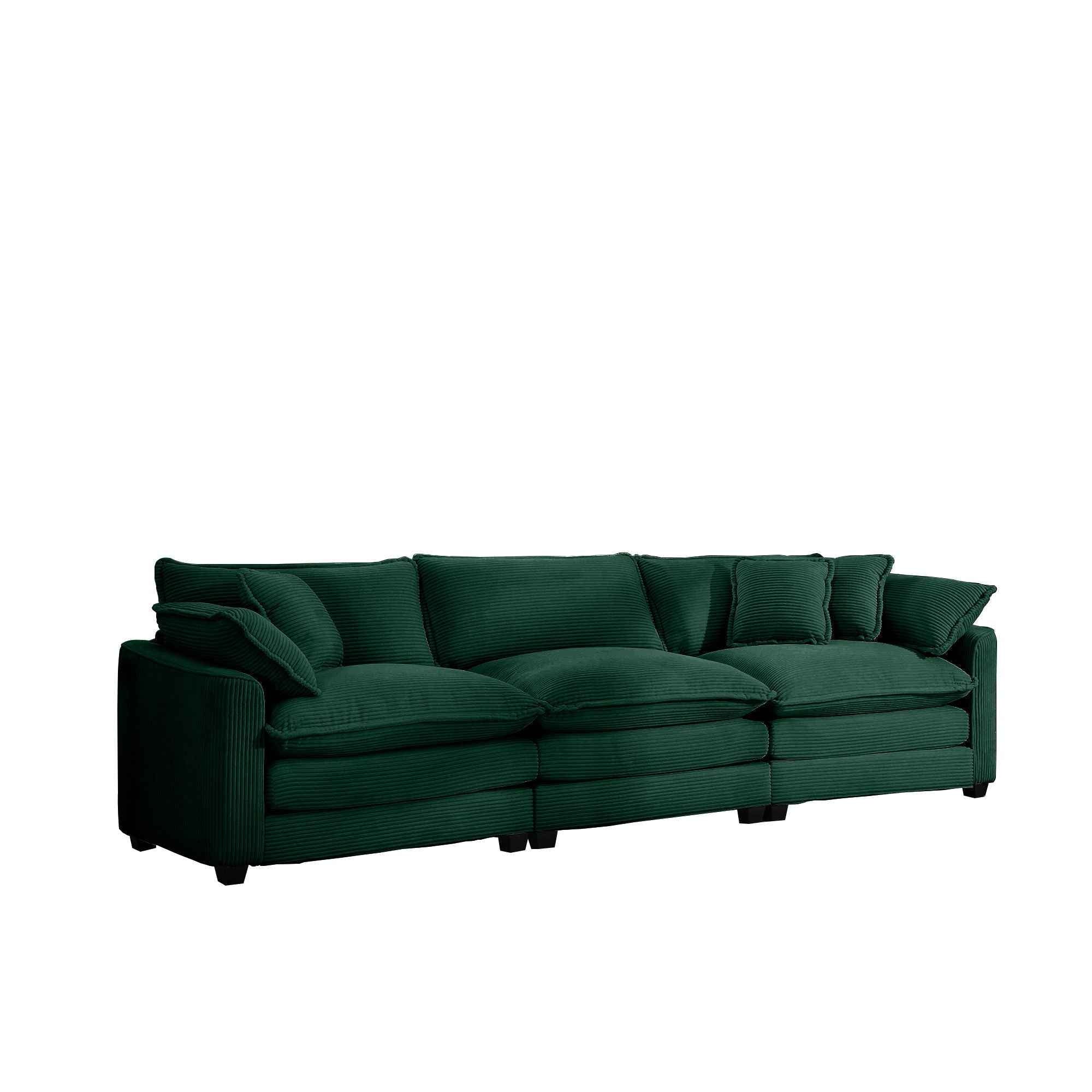 Mid-Century Modern 3 Seater Sectional Sofa With Arm And Throw Pillows
