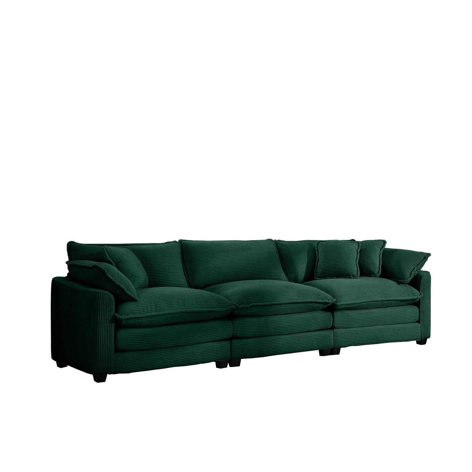 Mid-Century Modern 3 Seater Sectional Sofa With Arm And Throw Pillows