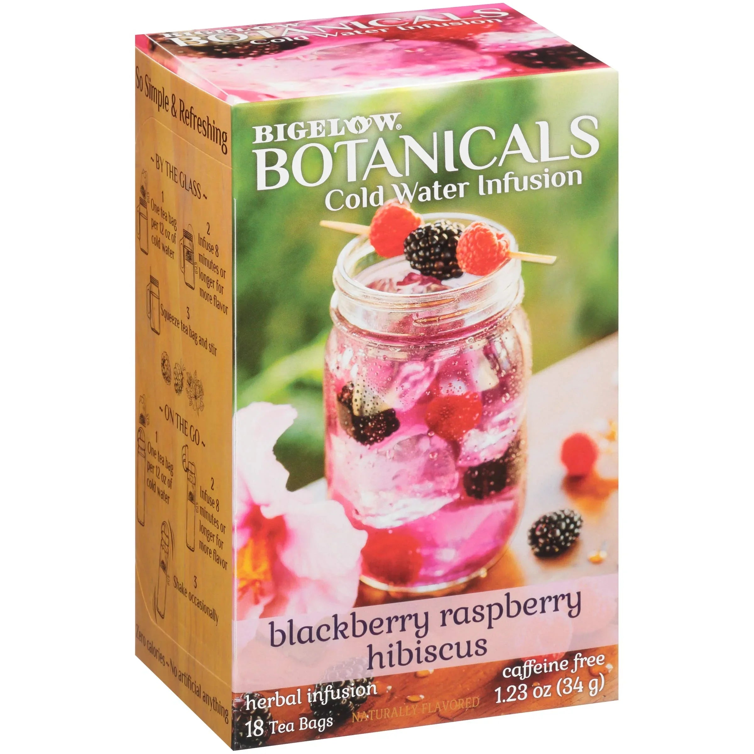 Bigelow Botanicals Blackberry Raspberry Hibiscus Tea, 18 Bags (Case of 6) - Fruit Infusion Refreshment