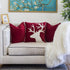 Holiday Reindeer Velvet Accent Pillow 20x20 – Red and White with Insert