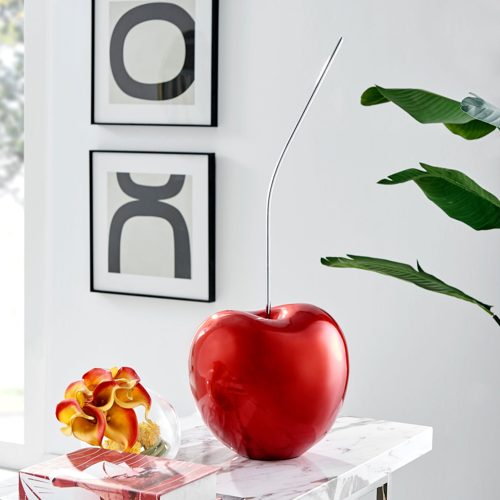 Large Metallic Red Cherry Sculpture 25
