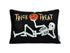 Embroidered Velvet Halloween Skeleton Lumbar Pillow with Skeleton Design - Black