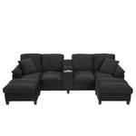 Modern U-Shaped Sectional Sofa With Storage Ottomans