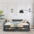 Upholstered Tufted Daybed With 2 Drawers, Waved Arms