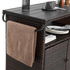 Outdoor Wicker Bar Cart with Glass Top and Wheels - Light Brown