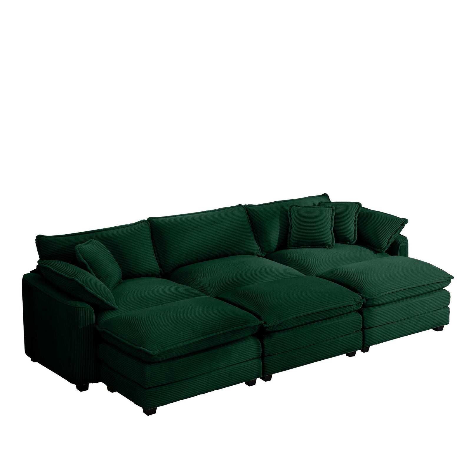 Modern Oversized Modular Cushion Sofa With Ottoman, Low Back, Deep Seating Sofa Set