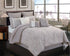 Grey Damask Jacquard 9 Piece Comforter Set with Soft Fill - Grey