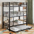 Triple Bunk Bed With Trundle, Heavy Duty Steel Construction
