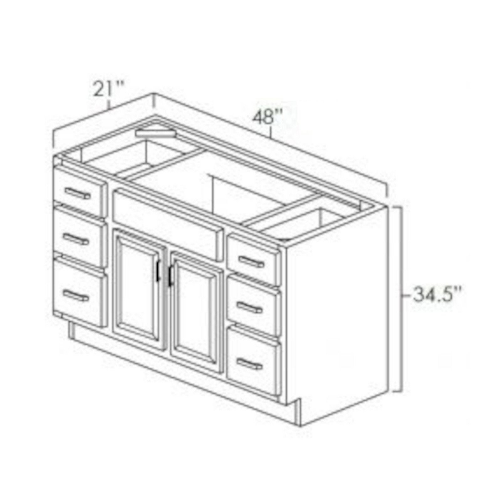 48 Inch Greige Stained Bathroom Vanity Combo w/ Drawers
