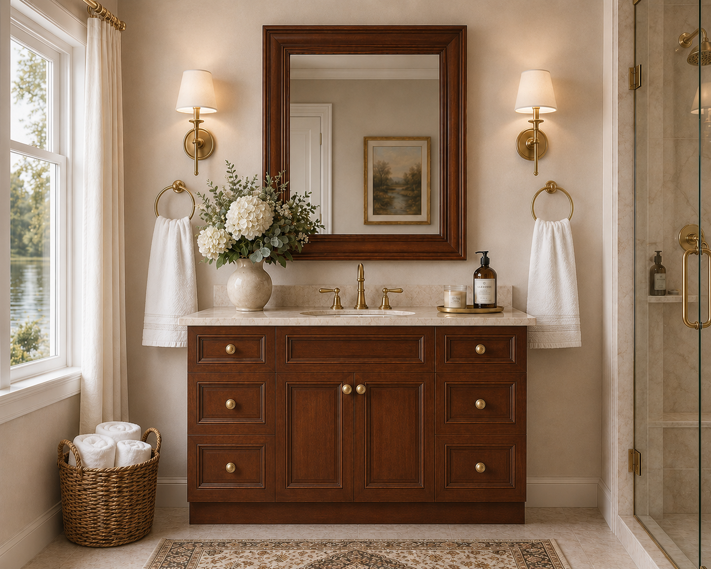 48 Inch Saddle Brown Bathroom Vanity Combo w/ Drawers