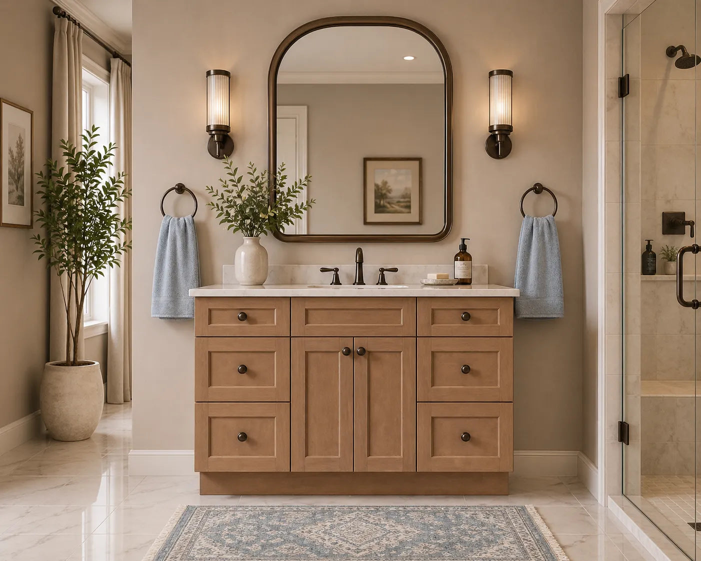 48 Inch Toffee Shaker Single Sink Bathroom Vanity with Drawers