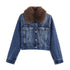 Women's Jacket Denim Fur Collar BYMANYC ® New York SOHO DENIM FUR COLLAR - New Collection