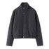 Women's Jacket Charcoal Grey Wool Blend BYMANYC ® New York SOHO HIGH COLLAR BOMBER - New Collection