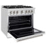 ZLINE 36"Classic Gas Range, Convection Gas Oven, DuraSnow® Stainless Steel, White Matte Door CGRS-WM-36
