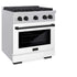 ZLINE 30"Paramount Dual Fuel Range DuraSnow® White Matte, Matte Black SDRSZ-WM-30-MB