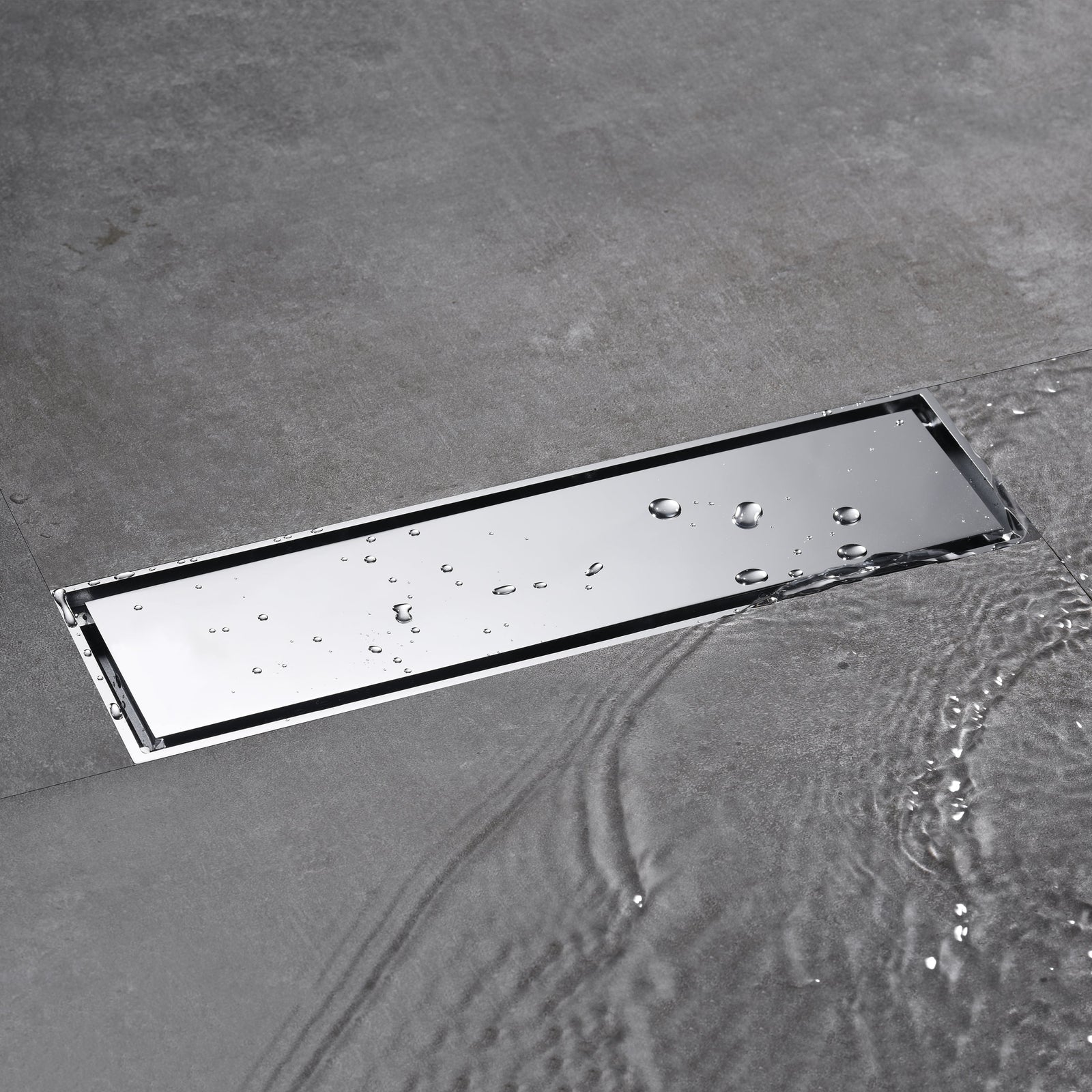 Chrome brass floor drain 11.8inch x 4.3 inch