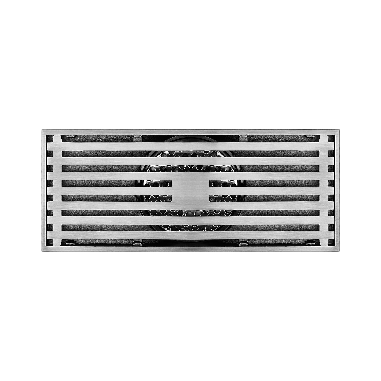 8 Inch Shower Linear Brushed Nickel Drain Rectangular Floor Drain with Accessories Square Hole Pattern Cover Grate Removable Brushed Nickel Brass