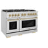 ZLINE 48" Select Dual Fuel Range Gas Cooktop Electric Convection Oven DuraSnow® Stainless Steel Champagne Bronze HDRSZ-48-CB