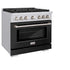 ZLINE 36"Paramount Dual Fuel Range Stainless Steel, Black Matte, SDR-BLM-36
