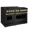 ZLINE 48" Classic Gas Range, Convection Gas Oven Black Stainless Steel, Champagne Bronze CGRBZ-48-CB
