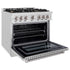 ZLINE 36" Select Dual Fuel Range Gas Cooktop Electric Convection Oven DuraSnow® Stainless Steel Brass Burners HDRS-BR-36