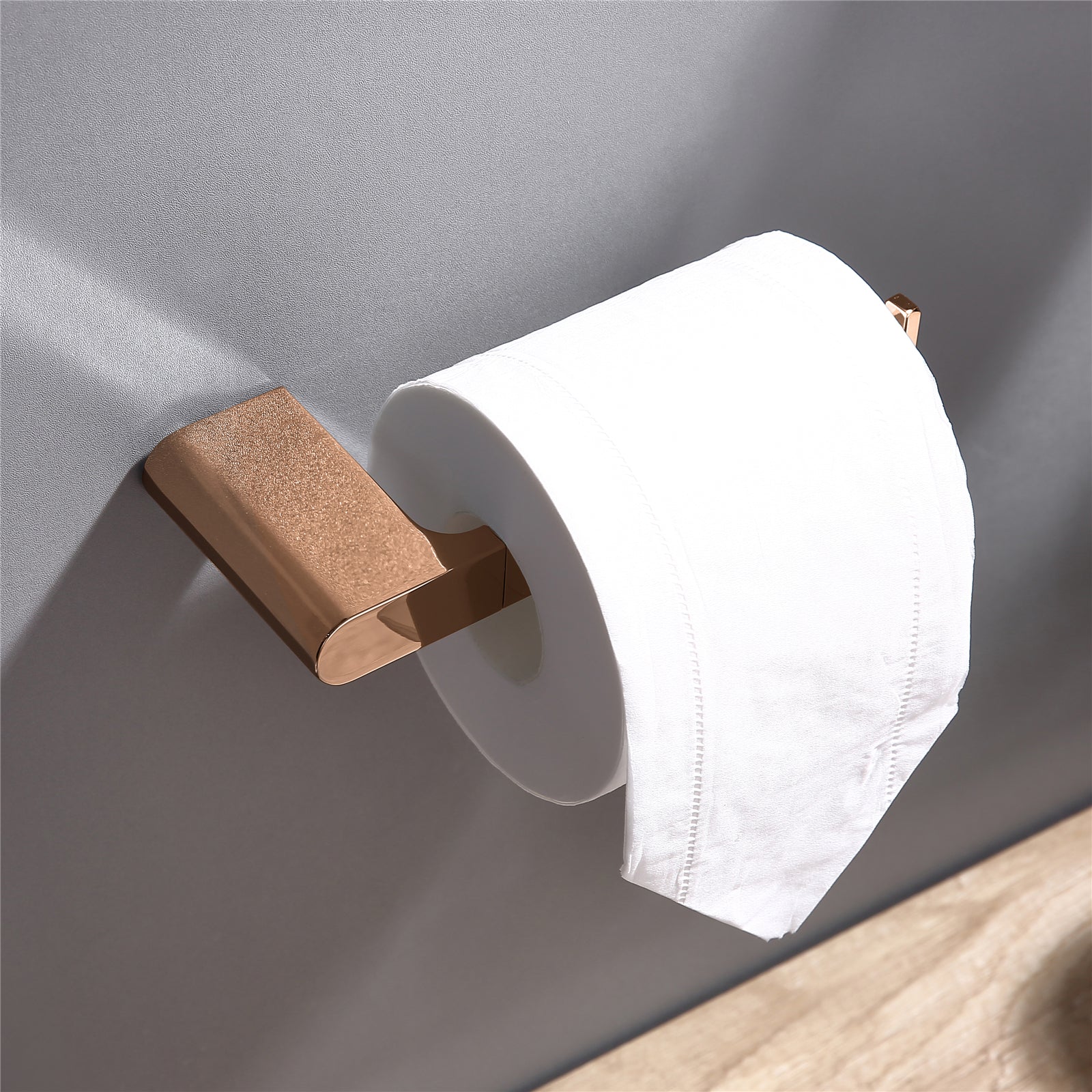Luxurious 4-Piece Brass Rose Gold Bathroom Hardware Set: Towel Bar, Towel Ring, Toilet Paper Holder, Robe Hook, and Tower Holder - Wall Mounted