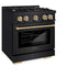 ZLINE 30" Select Dual Fuel Range Gas Cooktop Electric Convection Oven Black Stainless Steel Champagne Bronze HDRBZ-30-CB