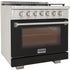 Kucht 36" Freestanding Professional Gas Range Liquid Propane KFX3600X/LP-BK
