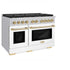 ZLINE 48"Gas Range, Convection Oven White, Gold, SGRZ-WM-48-G