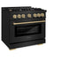 ZLINE 36" Select Gas Range Convection Gas Oven Black Stainless Steel Champagne Bronze HGRBZ-36-CB