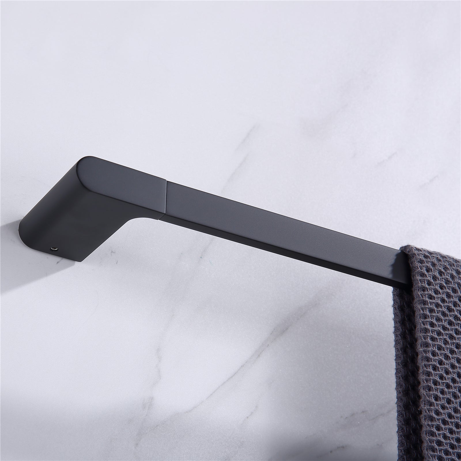 Luxurious 4-Piece Brass Matte Black Bathroom Hardware Set: Towel Bar, Towel Ring, Toilet Paper Holder, Robe Hook, and Tower Holder - Wall Mounted