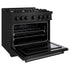 ZLINE 36" Dual Fuel Range, Gas Cooktop, Electric Convection Oven Black Stainless Steel Brass Burners, CDRB-BR-36