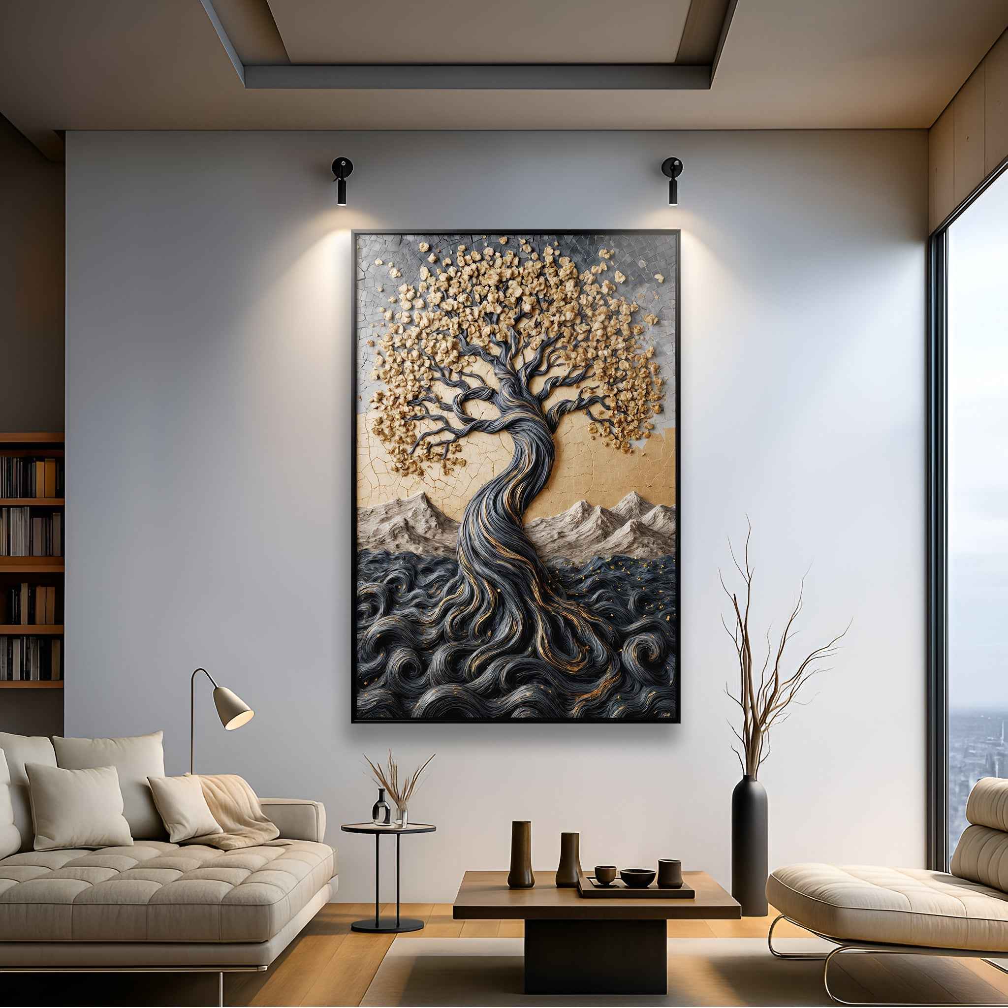 Golden Tree of Life Minimalist Wall Art