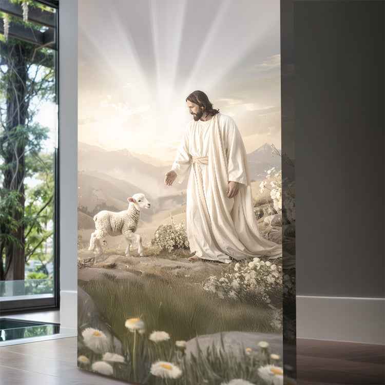 Jesus Protects The Lamb From Wolves Faith Wall Art XII