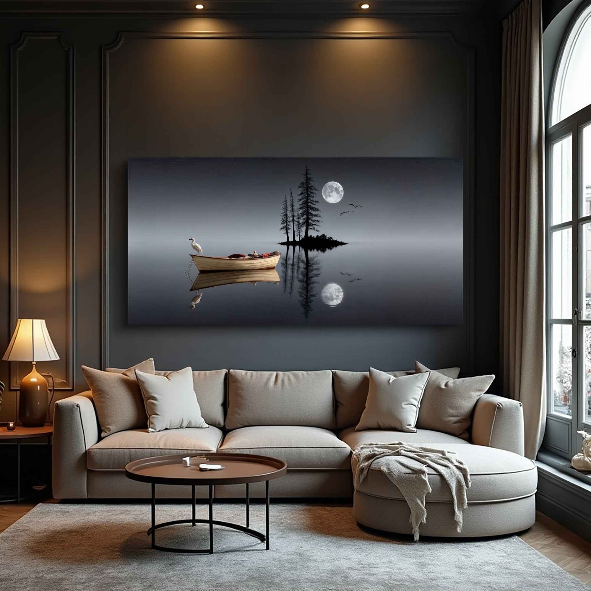 Modern Minimalist Night Lake Wall Art