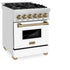 ZLINE 24" Autograph Dual Fuel Range, White Door, Bronze RAZ-WM-24-CB
