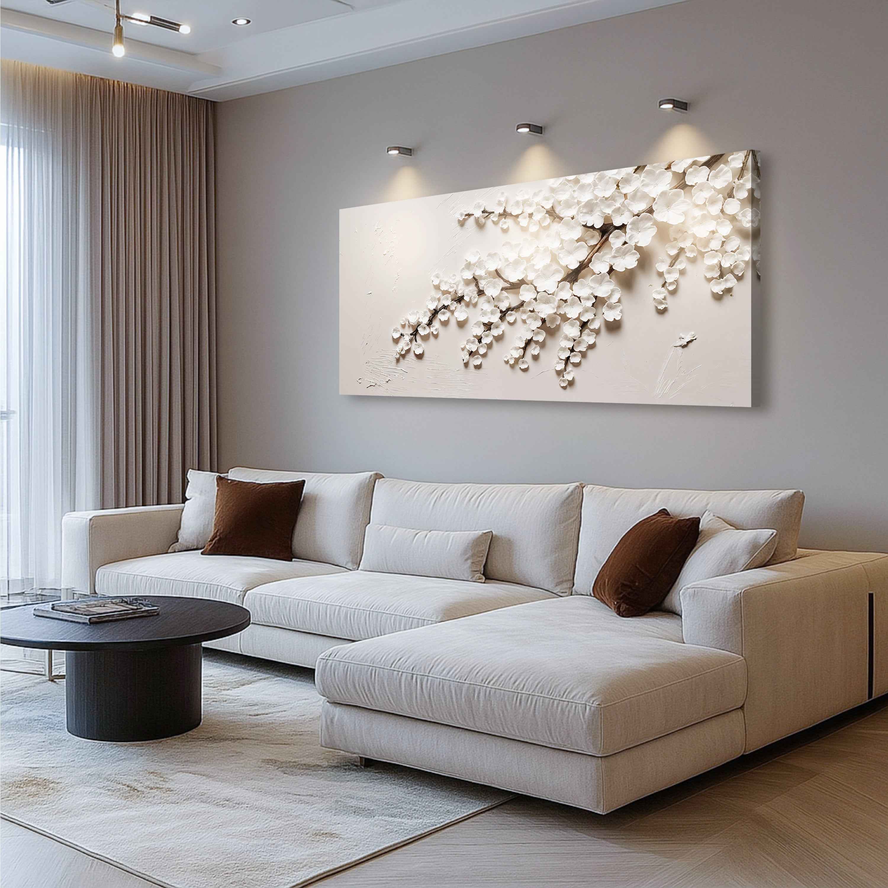 White Cherry Blossom Wall Art