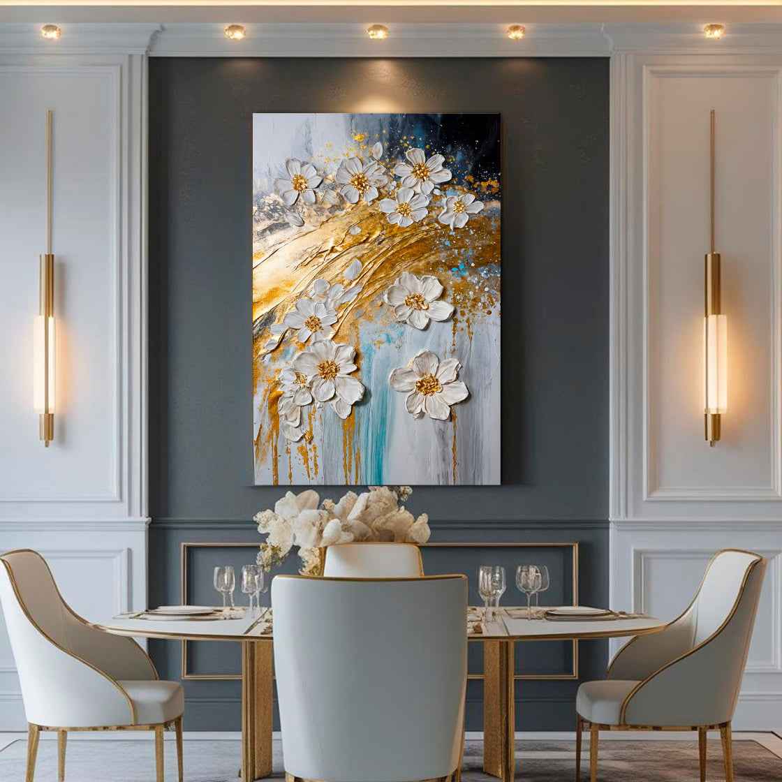 Abstract Gold Floral Wall Art