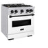 ZLINE 30" Dual Fuel Range, Gas Cooktop, Electric Convection Oven Stainless Steel, White Matte Matte Black CDRZ-WM-30-MB