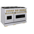ZLINE 48" Dual Fuel Range, Gas Cooktop, Electric Convection Oven Stainless Steel, Champagne Bronze CDRZ-48-CB