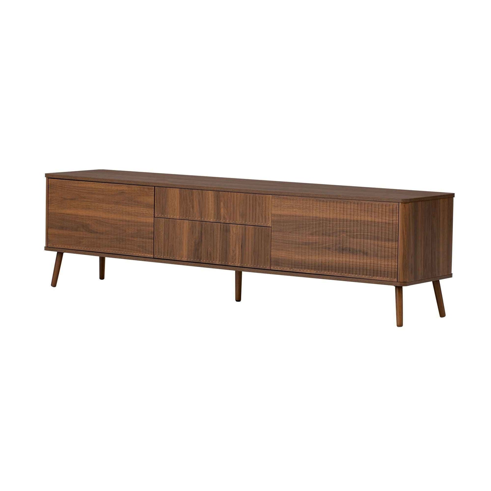 Fluted TV Stand With Storage Drawers And Cabinets For TVs Up To 80