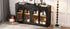 4-Door Large Storage Sideboard Buffet Cabinet with Glass Doors Arched Cabinet (Black)